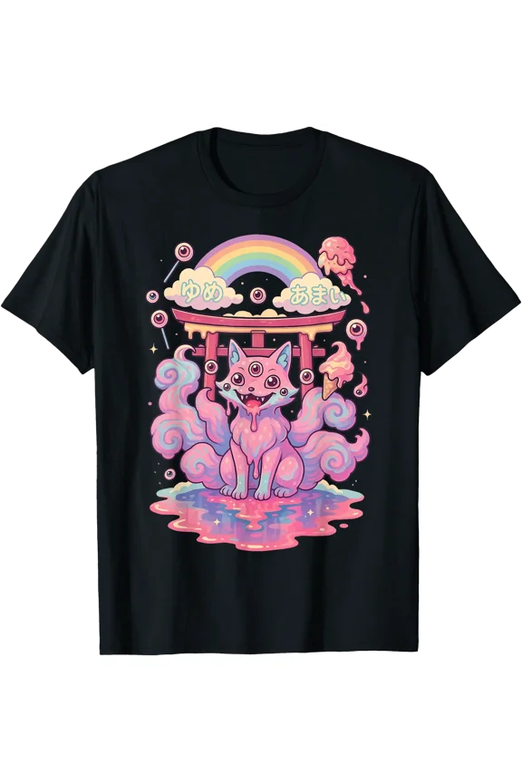 Kitsune Weirdcore Surreal Japanese Fox Kawaii T-Shirt