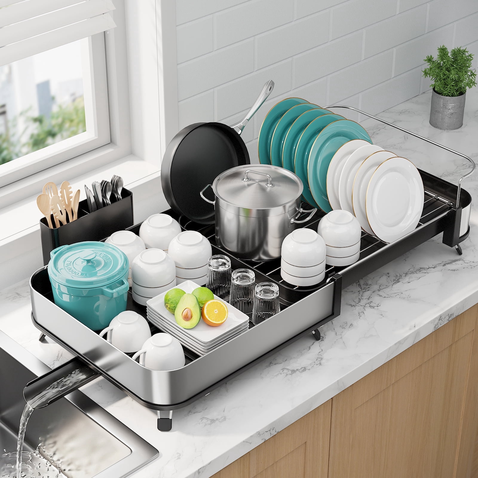 Kitsure Dish Drying Rack, Expandable Stainless Steel Dish Rack for ...
