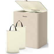 Kitsure 100L Laundry Basket with Lid, 2-Compartment Laundry Hamper with Removable Laundry Bags, White Clothes Hamper for Bathroom, Bedroom & Laundry Room
