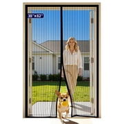 Kitsure Magnetic Screen Door - 38.0 x 82.0 in Retractable Screen Door Mesh for Front Door or Sliding Door, Pet & Kid Friendly, Hands-Free Closure Keeps Bugs Out & Lets Breeze in, Stripe Black