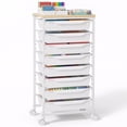 thumbnail image 1 of Kitsure Rolling Cart with Drawers, 8 Drawer Storage Cart with Wooden Top, Labels Included, Locking Wheels for Craft Organizers and Storage, Classroom Storage, 30.3"H, White, 1 of 9