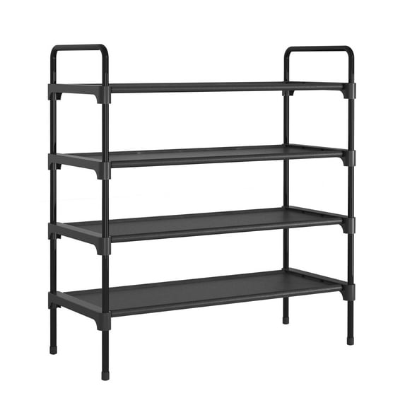 Kitsure 4-Tier Shoe Rack for Closet, Sturdy Shoe Organizer, 27.6" x 11.8" x 30", Black