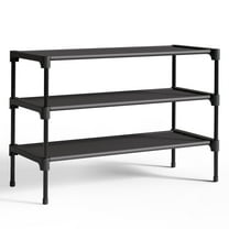 Kitsure 3-Tier Shoe Rack, Shoe Organizer for Closet, Entryway, Garage or Hallway, 11.5" x 27.2" x 18.3", Black