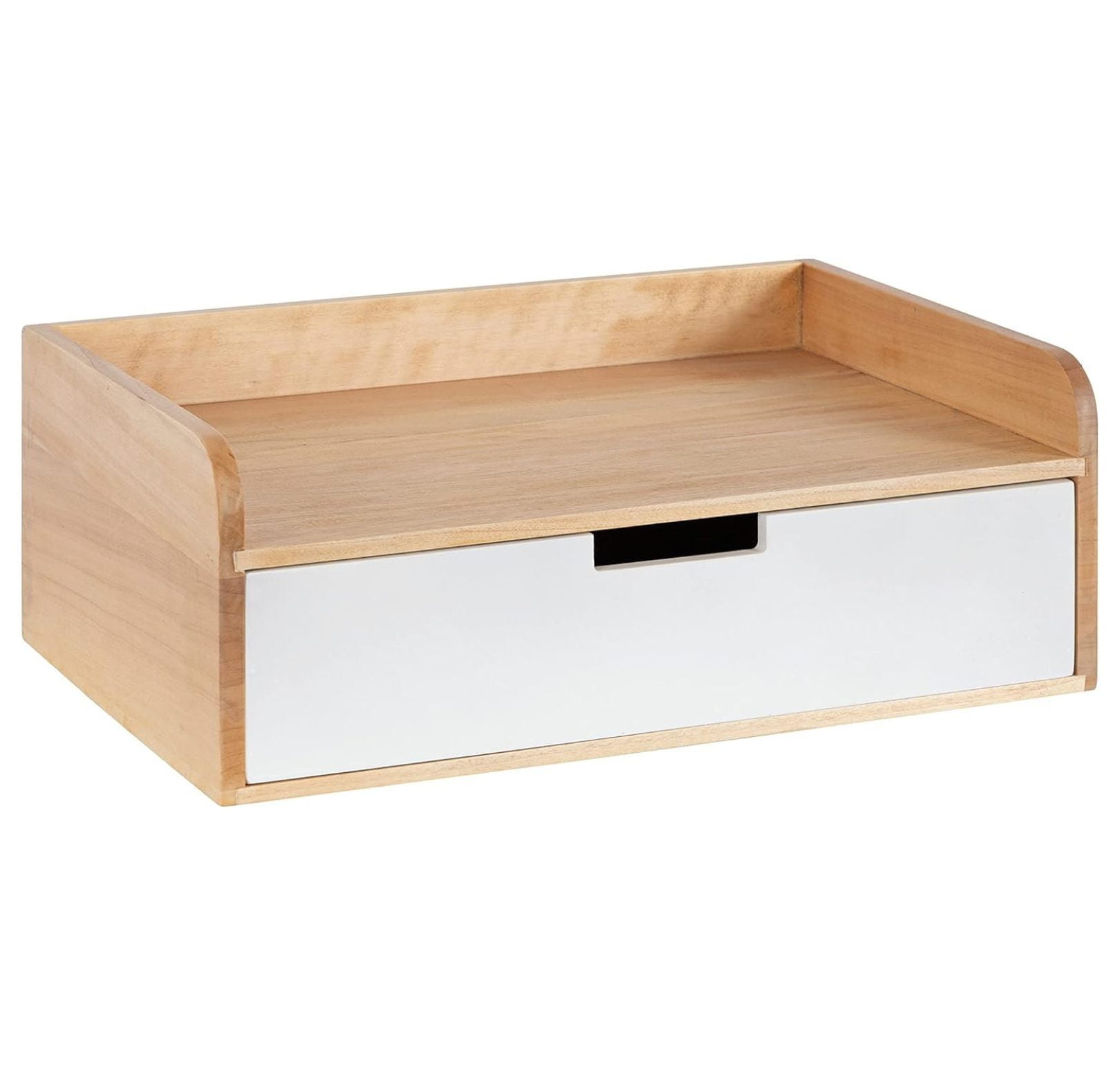 Kitt Modern Floating Shelf Side Table with Storage Drawer for Use as