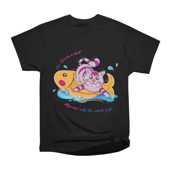 Kitten And Fish T-Shirt Tee Gift For Him Merch For Her Apparel For Friend