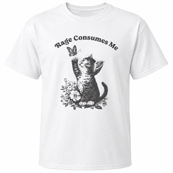 Kitten Butterfly Graphic T-Shirt, Funny Cat Statement Tee, Unisex Classic Fit