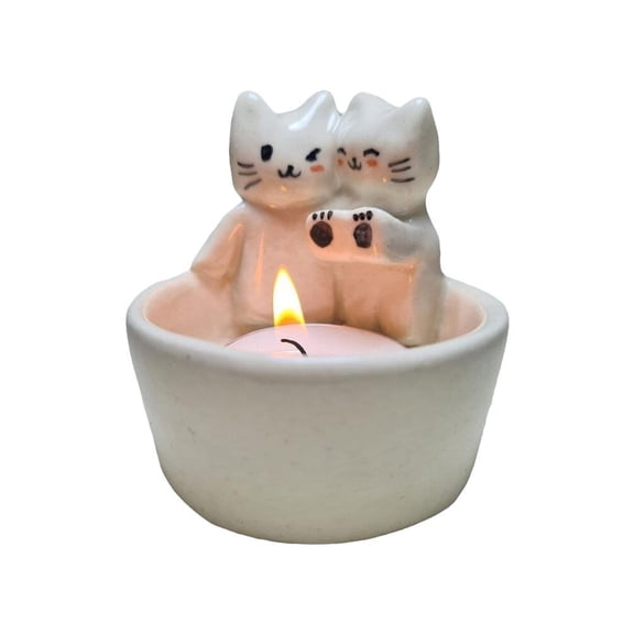 Kitten Candle Holder Warming Its Paws Cute Scented Cute Light Holder Cat E0D0