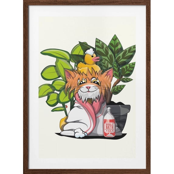 Kitten Cat In Bath Towel Framed Art Modern Wall Decor