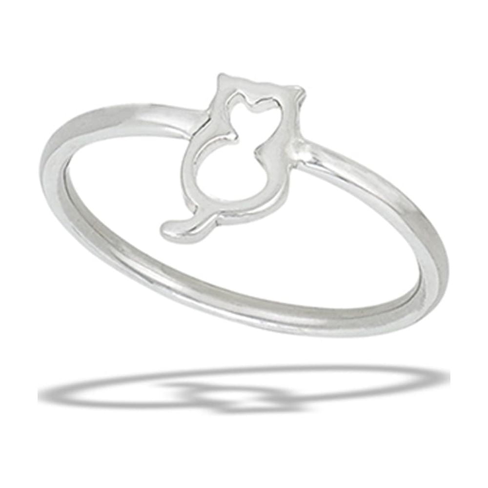 Kitten Cat Outline Pussy Ring .925 Sterling Silver Band Jewelry Female Male  Unisex Size 6 - Walmart.com