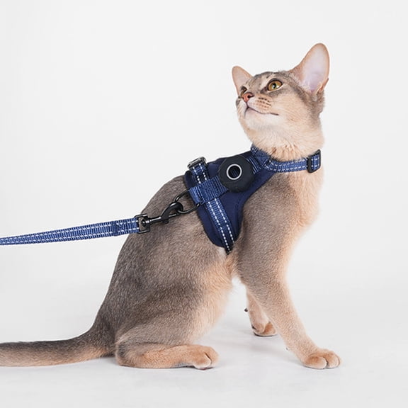 Kitten Chest Strap Leash, Reflective Threads & GPS Bag, Comfort Fit for Small Cats 1.5-4kg