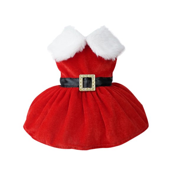 Kitten Christmas Costume Santa Claus Dresses Outfit Suit Fashion Pet Dog Dress Winter Fall Red Clothes Dog Photo Props