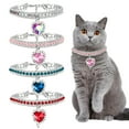 thumbnail image 1 of Kitten Collar, Delicate Glittering Heart Pendant Breakaway Safety Collar, Fashion Jewelry for Indoor Cats & Photoshoot Accessories LBlue, 1 of 3