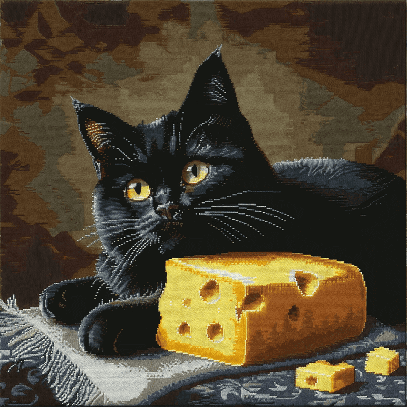 Kitten Cross Stitch Pillow Kit DIY , 45X45cm , Cross Stitch Kits for Adults (11ct)