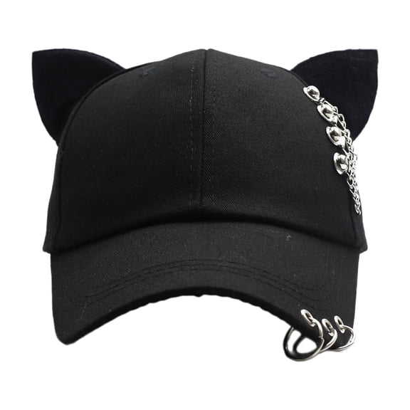 Kitten Ears Baseball Hat Metal Charm Cats Ear Hat for Daily Life Yoga Workout Sports Breathable Hat for Outdoor Sports