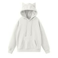 thumbnail image 1 of Kitten Ears Hoodies for Womens Ultra Soft Textured Long Sleeve Sweatshirt Lounge Warm Thermal Pullover Sweater Blouses Spring Outfits 2025 Pullover Fall Winter Clothes with Kangaroo Pocket, 1 of 5