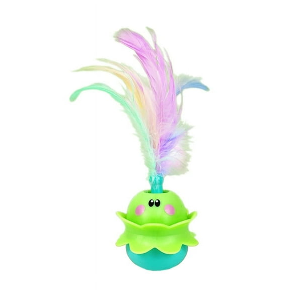 Kitten Electric Wobble Toy for Cat Exersing Running with Feather Music Lights