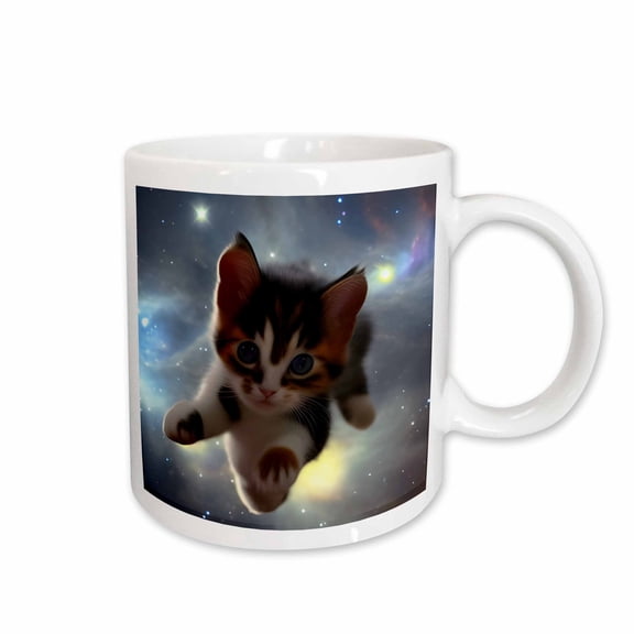 3drose, Kitten Flying in Space, 15oz Mug