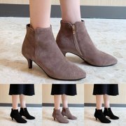 Kitten Heel Ankle Boots for Women Side Zipper Pointed Toe Elegant Evening Party Dress Booties Suede Short Chelsea Boots