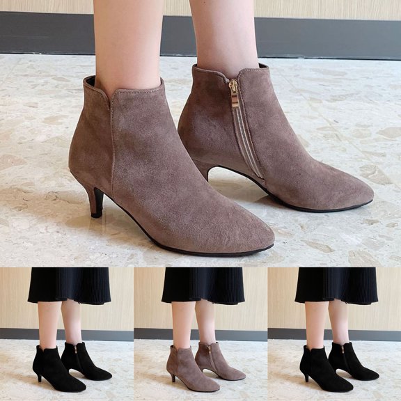 Kitten Heel Ankle Boots for Women Side Zipper Pointed Toe Elegant Evening Party Dress Booties Suede Short Chelsea Boots