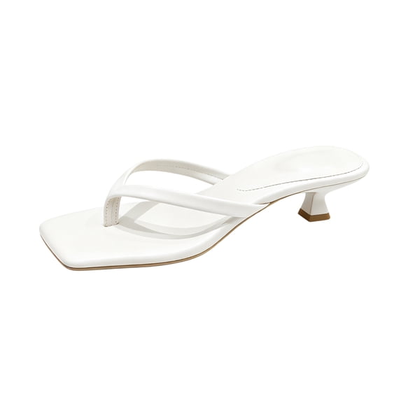 Kitten Heel Sandals For Women Combine Square Toe Styling With Thong Straps And Slip On Design For Casual Summer Vacation Wear