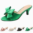 thumbnail image 1 of Kitten Heels for Women Open Round Toe Classic Bow Sandals Slip on Mules Wedding Party Dressy Summer Comfortable Shoes Pink Size 6.5, 1 of 6
