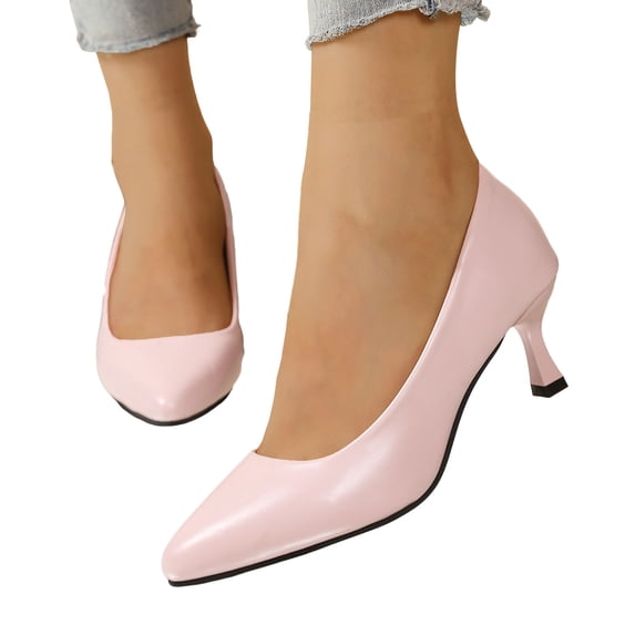 Kitten Heels for Women Pointed Closed Toe Dress Shoes Wedding Party Comfortable Cushioned High Stiletto Pumps Pink Size 6
