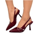 thumbnail image 1 of Kitten Heels for Women Pointed Toe Pumps Leather Slingback Heels Dress Shoes for Dating Party Working Casual Solid Color High Heels Shoes, 1 of 9