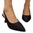 thumbnail image 1 of Kitten Heels for Women Pointed Toe Slingback Heeled Sandals Summer Casual Elegant Party Prom Dressy Shoes Black Size 6, 1 of 7