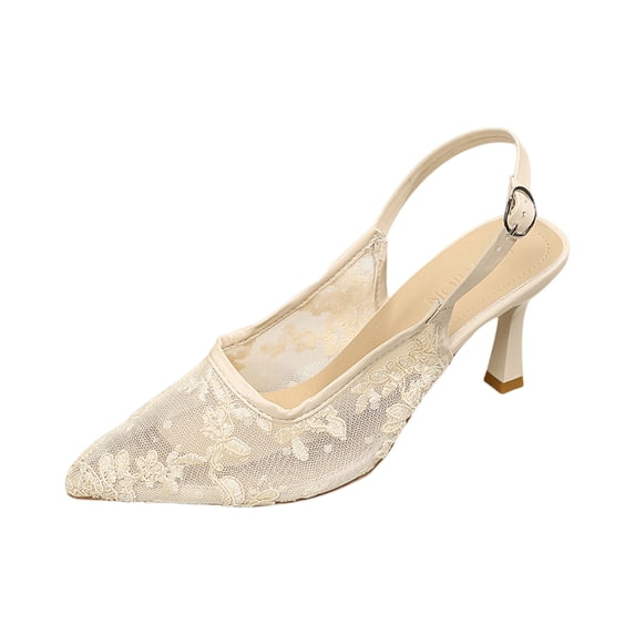 Kitten Heels for Women Slingback Pointed Closed Toe Heels Women's Pumps Shoes for Wedding, Party, Commuting, 41