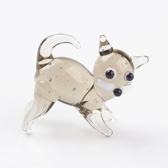 Kitten Home Decorations Handmade Lampwork Display Decorations Cat Tan 19x8x17mm diy