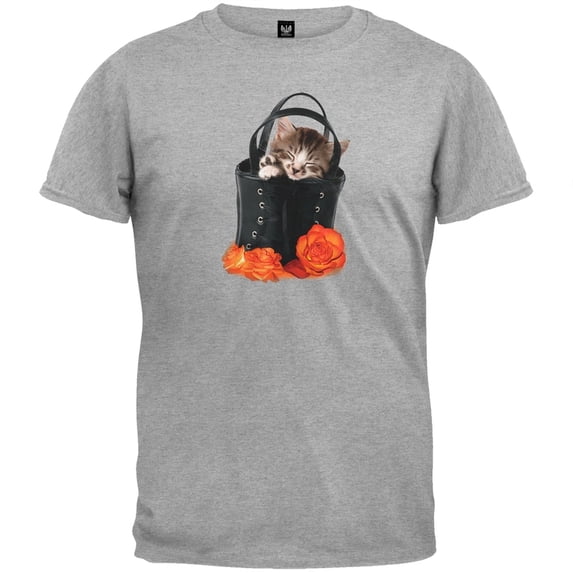 Kitten In Black Bag Heather Gray T-Shirt - 2X-Large