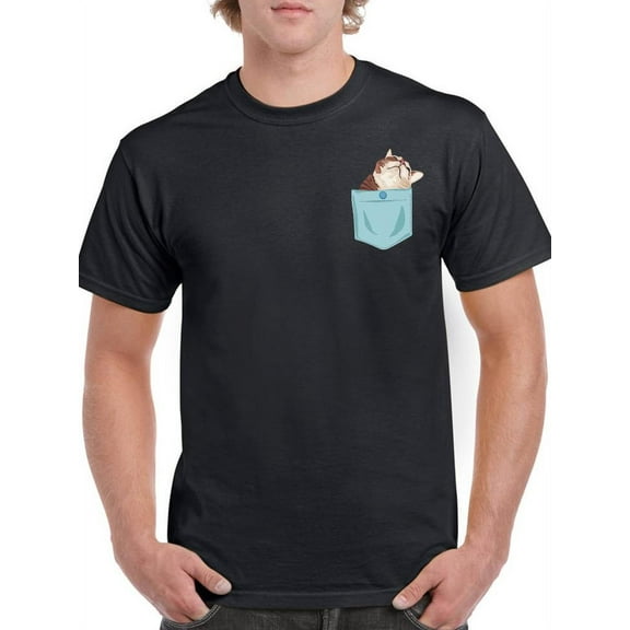 Kitten In Pocket T-Shirt Men -Smartprints Designs, Male Medium