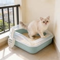thumbnail image 1 of Kitten Litter Box,Open Cat Litter Box with High Side,Anti-Splashing Cats Litter Pan Semi-Enclosed Removable Cats Litter Boxes with Litter Sifting Scoop Open Kitty Toilet for Easy to Clean(Blue), 1 of 6