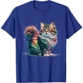 thumbnail image 1 of Kitten Maine Coon Persian Siberian Colourful Watercolour Cat Lover Unisex T-Shirt for Men Women Kids Toddler,Royal Blue Color,Size L, 1 of 5