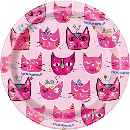 Kitten Party 'Pink Cat' Small Paper Plates (8ct)
