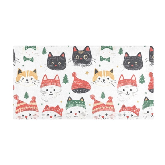 Kitten Pattern Bath Mat 39x20 Inch Soft Absorbent Non-Slip Plush Bathroom Rug for Floor