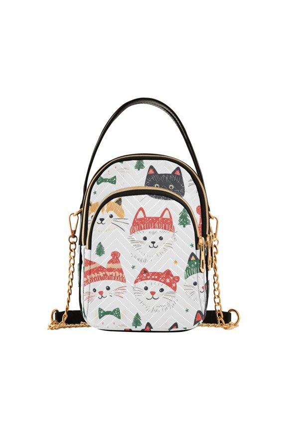 Kitten Pattern Women's Crossbody Handbags Leather Crossbody Bags Fanny Pack Chest Bag for Travel