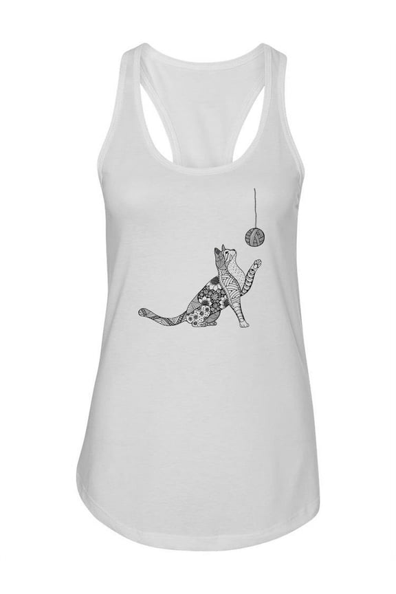 Kitten Playing With Wool Ball Tank Women -Image by Shutterstock, Female Large