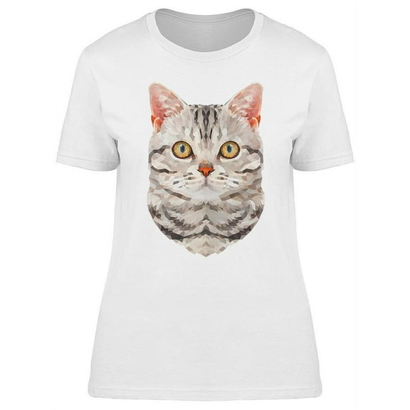 Kitten Polygon Geometric T-Shirt Women -Image by Shutterstock, Female Large
