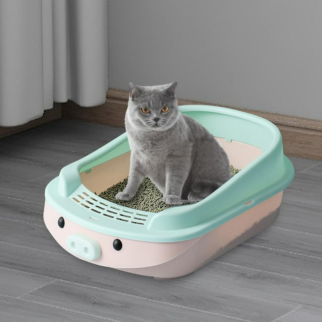 Kitten Potty Toilet Cats Litter Pans Semi Enclosed Litter Pan with Cat ...