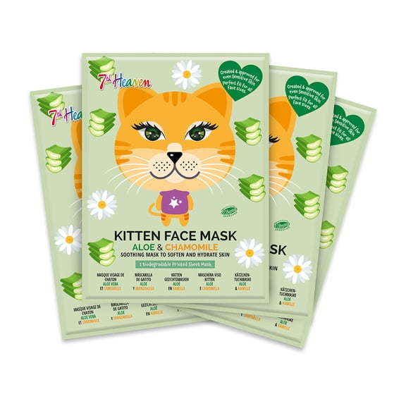 Kitten Sheet Mask Multipack by 7th Heaven for Kids - 4 Pc Mask