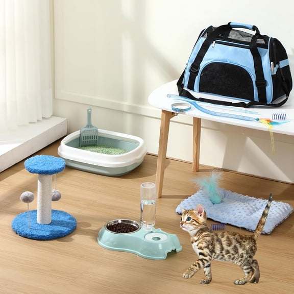 Kitten Starter Kit for Indoor Cats (10 Pcs, Blue)