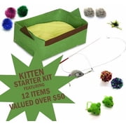 KatsN Us Kitten Starter Kit with Bed 17.5 x 11 x 7 - Green - Wand Teaser