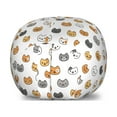 thumbnail image 1 of Kitten Storage Toy Bag Chair, Pattern of Cartoon Cats Different Breeds Colors with Smiling Faces, Stuffed Animal Organizer Washable Bag, Large Size, Ginger Mustard Grey, by Ambesonne, 1 of 3