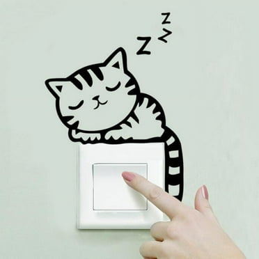 Kitten Switch Sticker 3119 Cat Wall Stickers Light Decor Decals Art Mural Baby Nursery Room