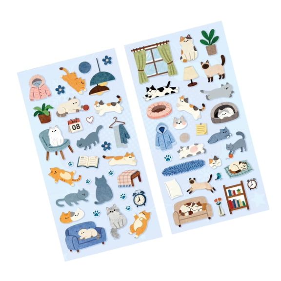 Kitten Themed Sticker Cartoon Kid Sticker for Journal Notebook Phone Case