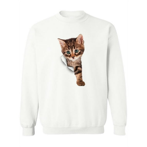 Kitten Through The Hole Sweatshirt Women -SPIdeals Designs, Female Small