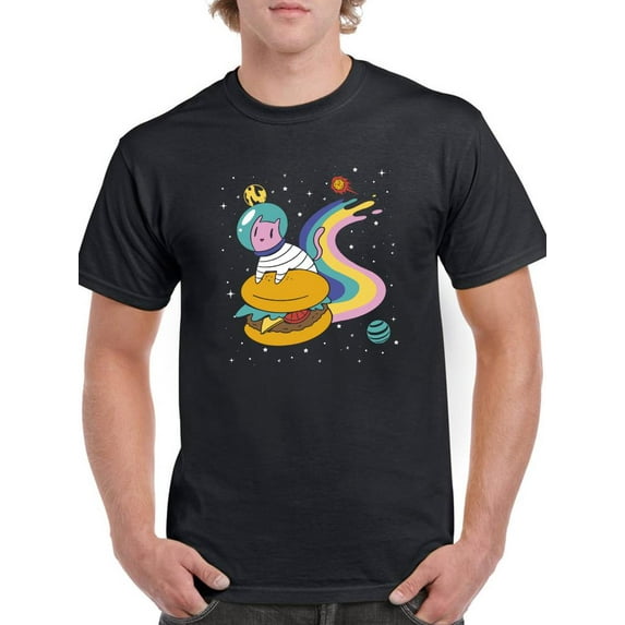 Kitten With A Burger T-Shirt Men -Smartprints Designs, Male Medium