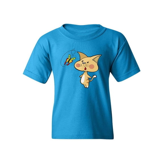 Kitten With A Butterfly T-Shirt Juniors -Image by Shutterstock, Large