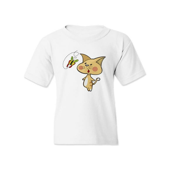 Kitten With A Butterfly T-Shirt Juniors -Image by Shutterstock,  Small
